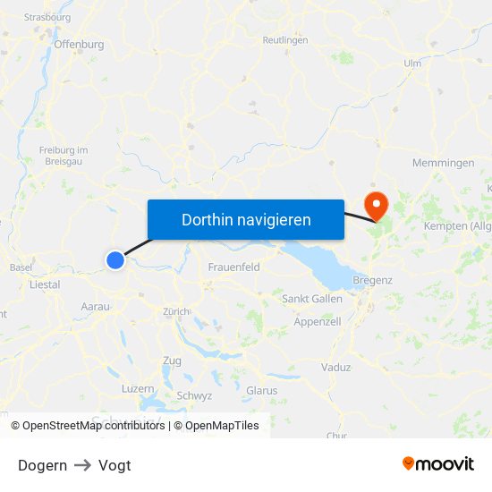 Dogern to Vogt map