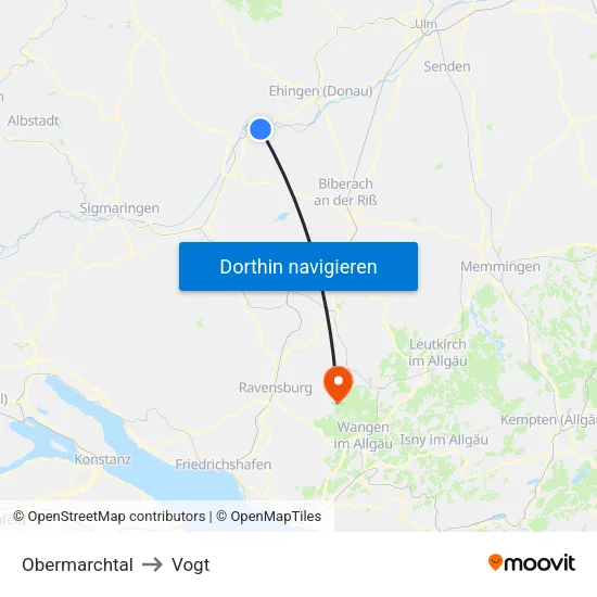 Obermarchtal to Vogt map