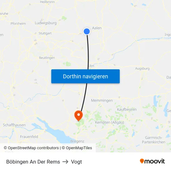 Böbingen An Der Rems to Vogt map