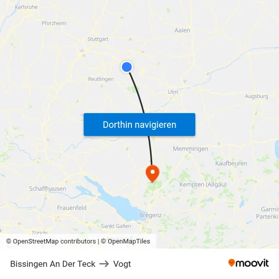 Bissingen An Der Teck to Vogt map