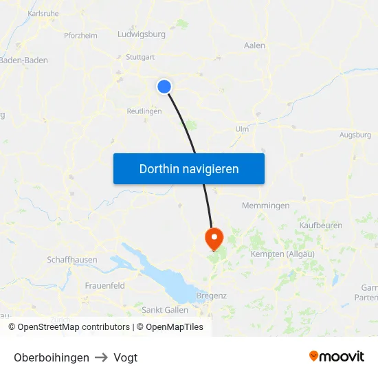 Oberboihingen to Vogt map