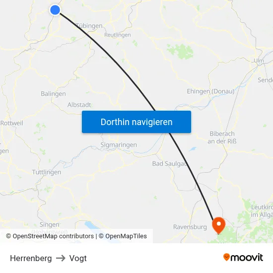 Herrenberg to Vogt map