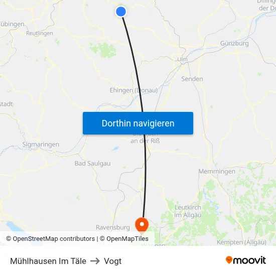 Mühlhausen Im Täle to Vogt map
