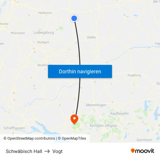Schwäbisch Hall to Vogt map