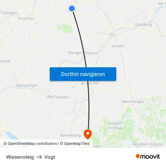Wiesensteig to Vogt map