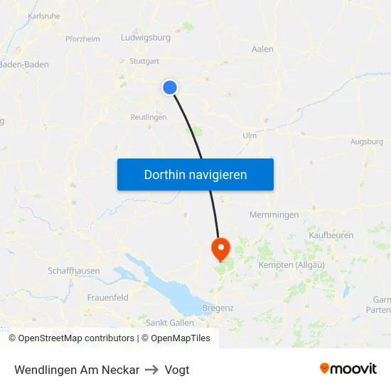 Wendlingen Am Neckar to Vogt map
