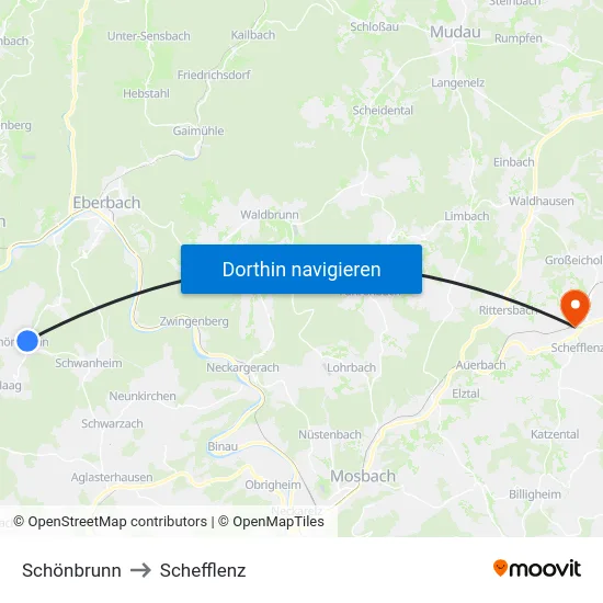 Schönbrunn to Schefflenz map