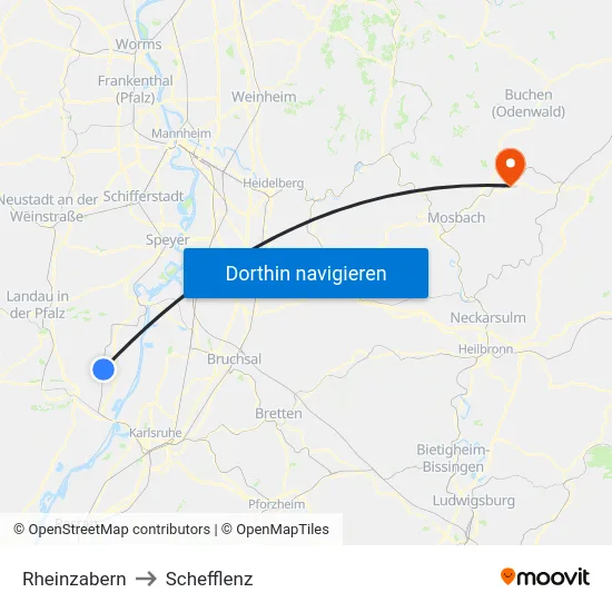 Rheinzabern to Schefflenz map