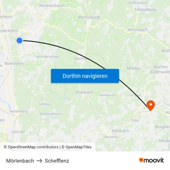 Mörlenbach to Schefflenz map