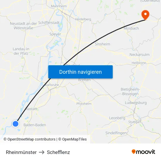 Rheinmünster to Schefflenz map