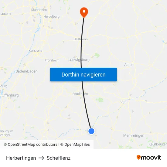 Herbertingen to Schefflenz map