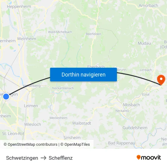 Schwetzingen to Schefflenz map