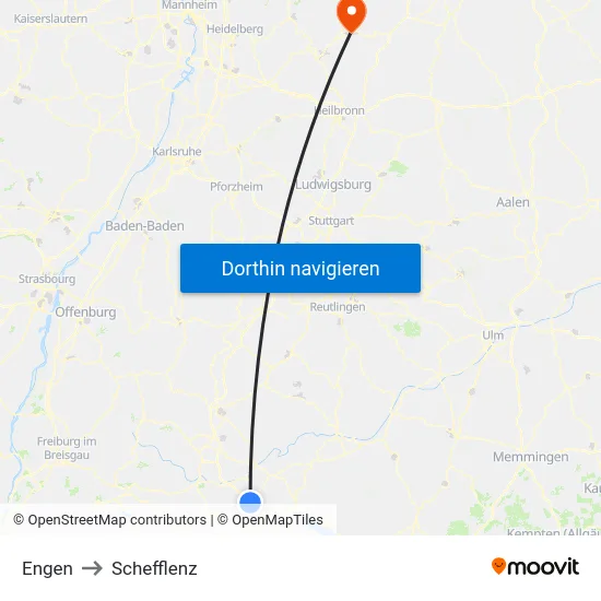 Engen to Schefflenz map