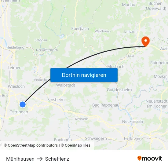 Mühlhausen to Schefflenz map