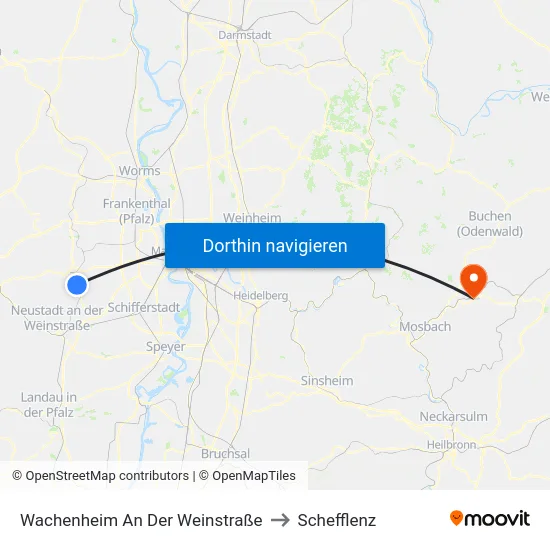 Wachenheim An Der Weinstraße to Schefflenz map