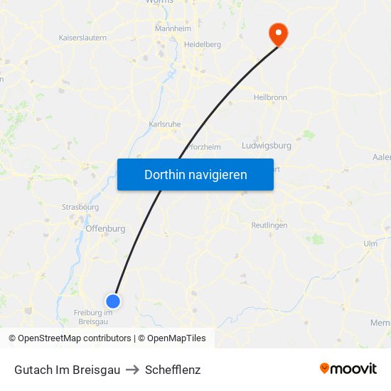 Gutach Im Breisgau to Schefflenz map