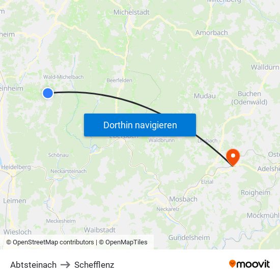 Abtsteinach to Schefflenz map