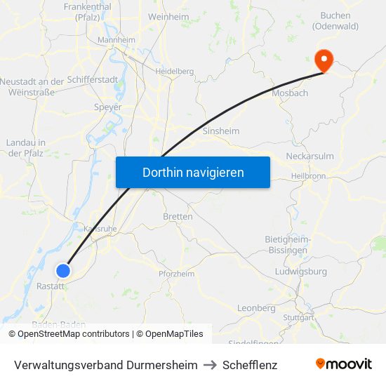 Verwaltungsverband Durmersheim to Schefflenz map