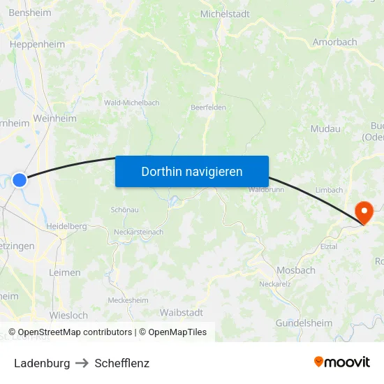 Ladenburg to Schefflenz map