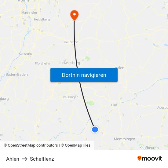 Ahlen to Schefflenz map