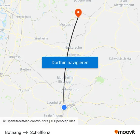 Botnang to Schefflenz map