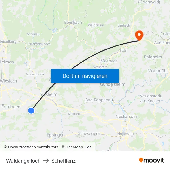 Waldangelloch to Schefflenz map
