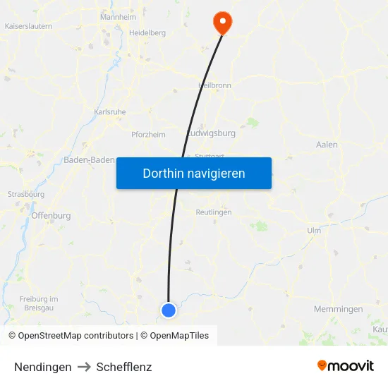 Nendingen to Schefflenz map
