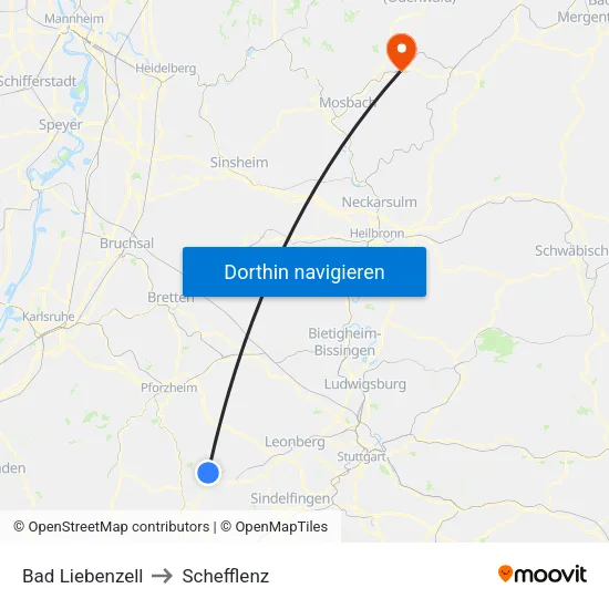 Bad Liebenzell to Schefflenz map