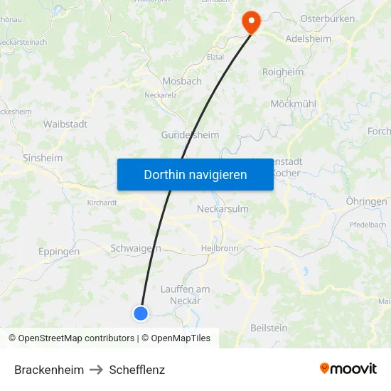 Brackenheim to Schefflenz map
