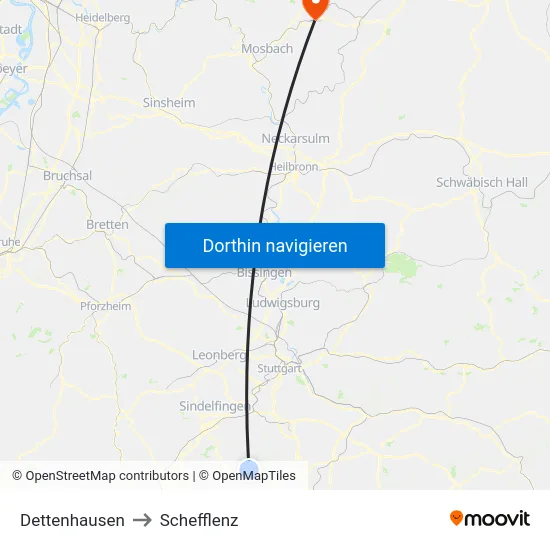 Dettenhausen to Schefflenz map