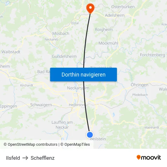 Ilsfeld to Schefflenz map