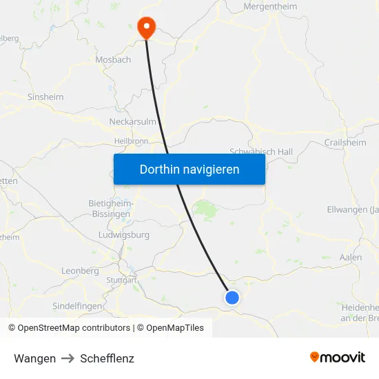 Wangen to Schefflenz map