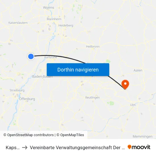 Kapsweyer to Vereinbarte Verwaltungsgemeinschaft Der Stadt Geislingen An Der Steige map