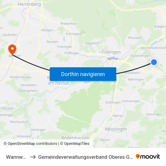 Wannweil to Gemeindeverwaltungsverband Oberes Gäu map