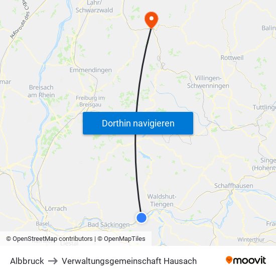 Albbruck to Verwaltungsgemeinschaft Hausach map