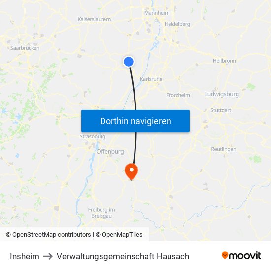 Insheim to Verwaltungsgemeinschaft Hausach map