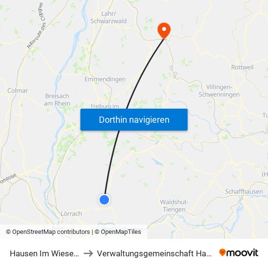 Hausen Im Wiesental to Verwaltungsgemeinschaft Hausach map