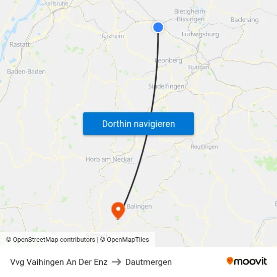 Vvg Vaihingen An Der Enz to Dautmergen map