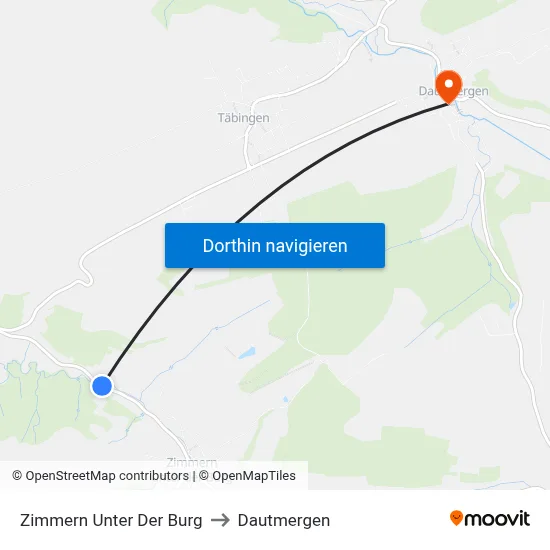 Zimmern Unter Der Burg to Dautmergen map