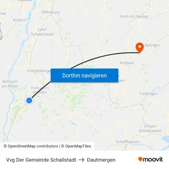 Vvg Der Gemeinde Schallstadt to Dautmergen map