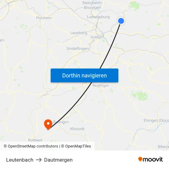 Leutenbach to Dautmergen map