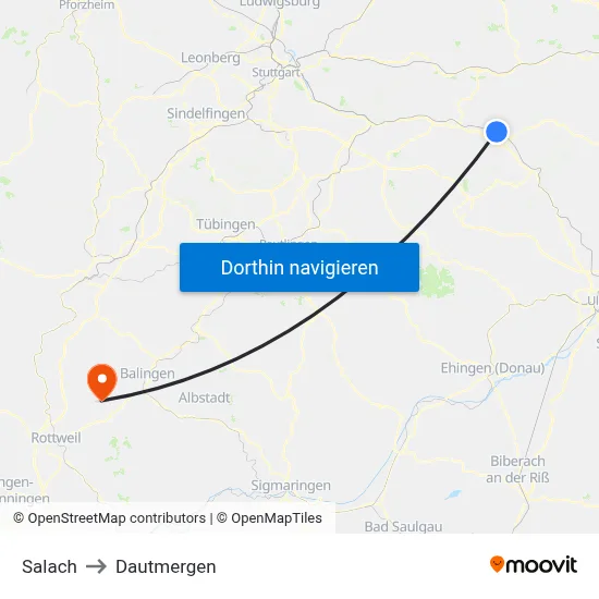 Salach to Dautmergen map