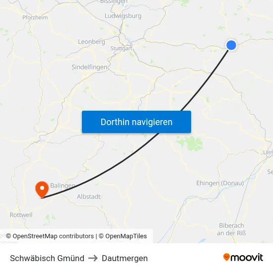 Schwäbisch Gmünd to Dautmergen map