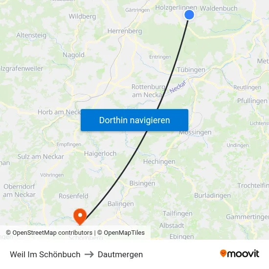 Weil Im Schönbuch to Dautmergen map