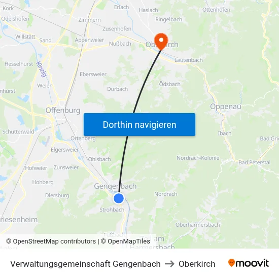 Verwaltungsgemeinschaft Gengenbach to Oberkirch map