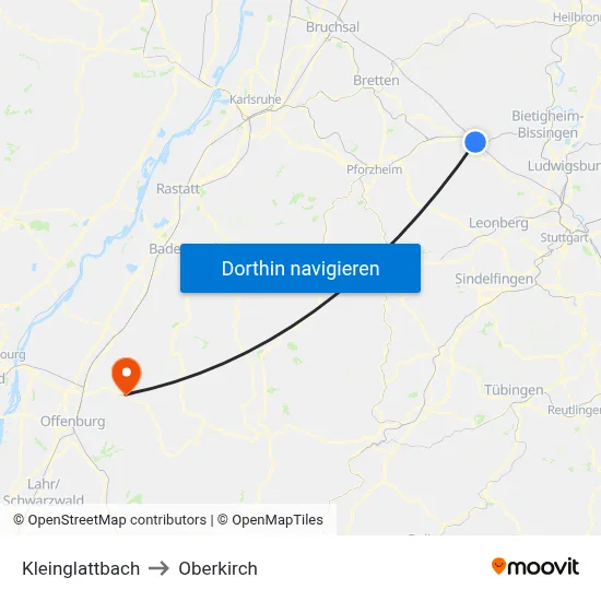 Kleinglattbach to Oberkirch map