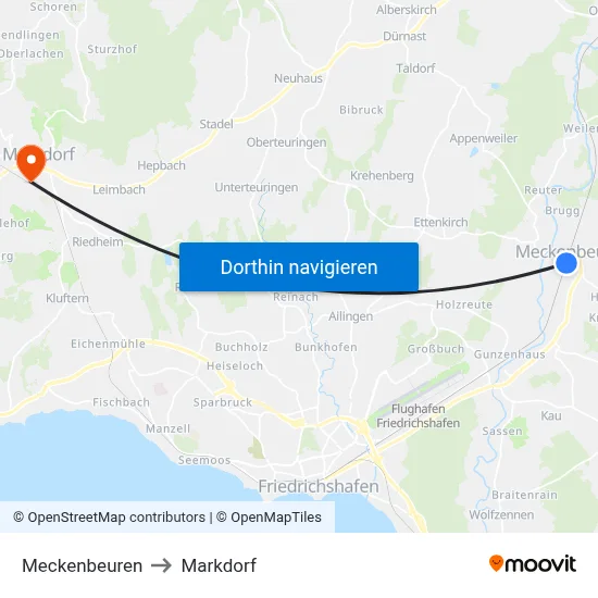 Meckenbeuren to Markdorf map
