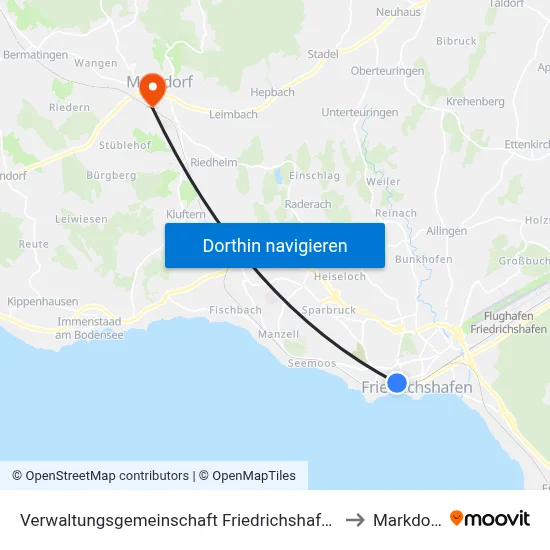Verwaltungsgemeinschaft Friedrichshafen to Markdorf map