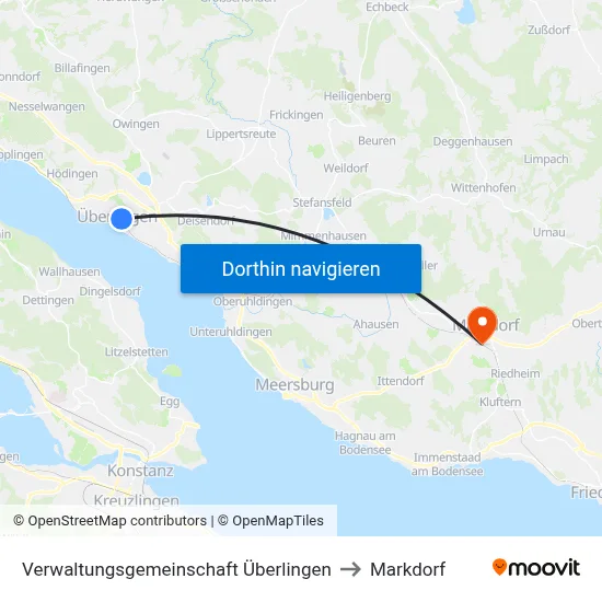 Verwaltungsgemeinschaft Überlingen to Markdorf map