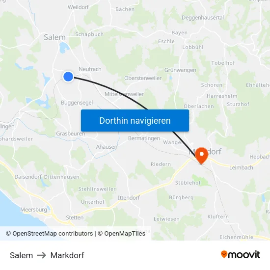 Salem to Markdorf map